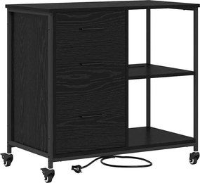 vidaXL Cabinet cu Stație de Încărcare Stejar Negru 76 x 41 x 72 cm
