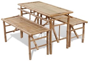 vidaXL Masă pentru bere cu 2 bănci, 100 cm, bambus