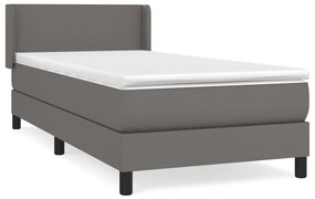 3130647 vidaXL Pat box spring cu saltea, gri, 100x200 cm, piele ecologică