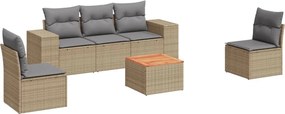 vidaXL Set canapele de grădină cu perne, 6 piese, bej, poliratan