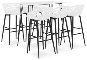 vidaXL Set mobilier de bar, 7 piese, alb