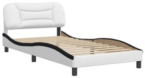 3207987 vidaXL Cadru de pat cu tăblie alb și negru 100x200cm piele artificială