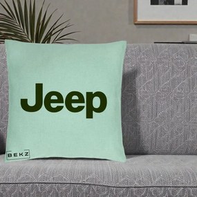 Perna Personalizata cu emblema Jeep, 40x40 cm, Verde Menta, Husa Detasabila, Perna Inclusa, BEKZ®