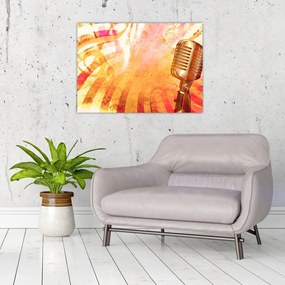 Tablou pe sticlă - Microfon retro (70x50 cm)