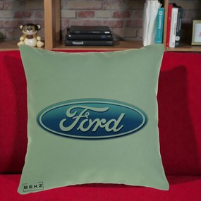 Perna Personalizata cu emblema Ford, 40x40 cm, Verde, Husa Detasabila, Perna Inclusa, BEKZ®