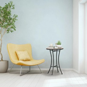 Outsunny Masă Rotundă Laterală Ø35,5cm – Masă de Patio Impermeabilă cu Design Mozaic, Măsuță din Metal pentru Living, Birou, Interior și Exterior – Galben și Gri | Aosom Romania