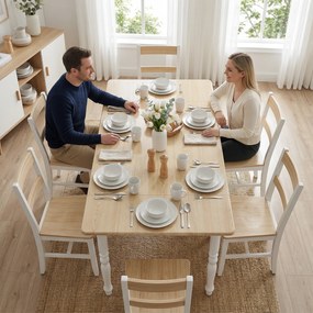 HOMCOM Masă Pliabilă pentru 2-6 Persoane, Extensibilă, Efect de Lemn, Finisaj Natural | Aosom Romania