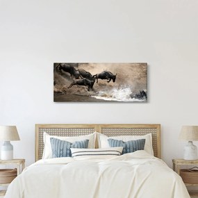 Tablou - Turmă de gnu (120x50 cm)