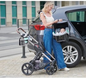 Cărucior de copii combinat 3 în 1 KINDERKRAFT MOOV 2 Moonlight grey + scaun auto MINK PRO