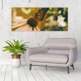 Tablou cu fluture pe floare (120x50 cm), în 40 de alte dimensiuni noi