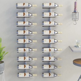 Suport sticle de vin, de perete, 9 sticle, 2 buc., alb, fier Alb, 2, 9