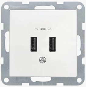 Priza dubla USB A 5V 2A, IP20, Alb, Panasonic Karre Plus 55