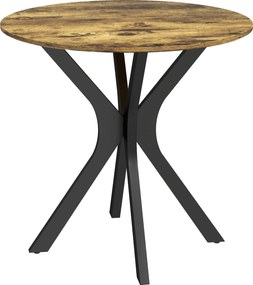 HOMCOM Masă de bucătărie pentru 2 persoane, rotundă, cadru din oțel cu acoperire din pulbere, Ø78 cm, maro-rustic | Aosom Romania