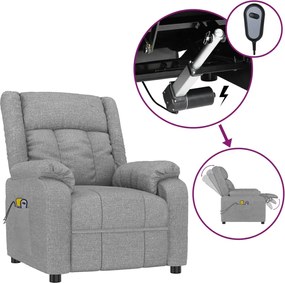 vidaXL Fotoliu de masaj electric rabatabil, gri deschis, textil