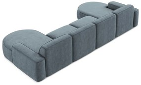 Colțar albastru prăfuit cu tapițerie din chenille (în formă de "U") Omao – Makamii