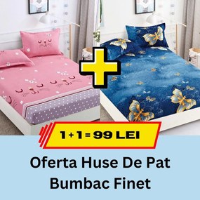 Pachet promotional 1 + 1 Husa de Pat Din bumbac Finet, LP-PPHBF-22