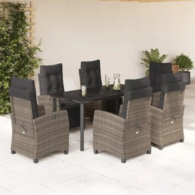 3212999 vidaXL Set mobilier de grădină cu perne, 7 piese, gri, poliratan