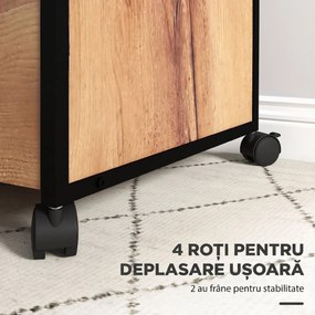 Vinsetto Dulap Sertare Birou, 2 Sertare cu Încuietoare, Roți, 44x40x66,5 cm, Maro Rustic | Aosom Romania