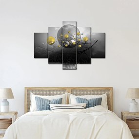 Tabloul cu bile abstracte aurii (150x105 cm)