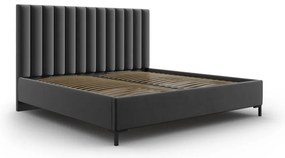 Pat matrimonial gri închis tapițat cu spațiu de depozitare și somieră 160x200 cm Casey – Mazzini Beds