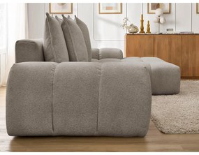 Colțar taupe extensibil/cu spațiu de depozitare cu tapițerie din chenille (cu colț pe partea dreaptă/cu șezlong) Everest – Bobochic Paris