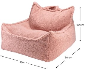 Fotoliu puf pentru copii roz cu tapițerie din țesătură bouclé Chair – Wigiwama