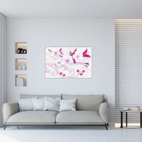 Tablou cu creangă înflorită (90x60 cm)