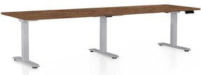 Masă înălțime reglabilă OfficeTech Long, 260 x 80 cm, picioare gri, stejar silverjack