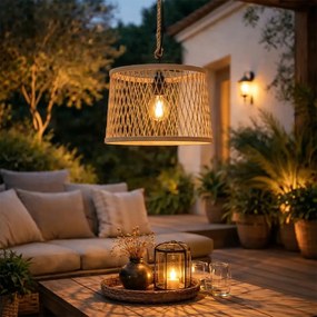 Lampă suspendată rustică pentru exterior din ratan 40 cm - Calamus