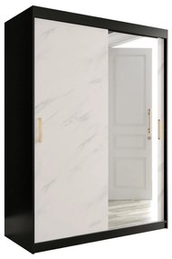 Dulap de haine 150 cm Marbelo T2 (mat negru + marmură albă). 1064590