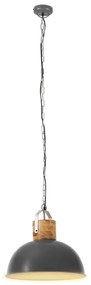 Lampa suspendata industriala, gri, 42 cm lemn mango, E27 rotund 1, Gri, 42 cm, 42 cm