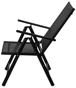 Scaun metalic pliabil Muhler 1005248, 7 pozitii, Spatar si scaun din material textil, Negru
