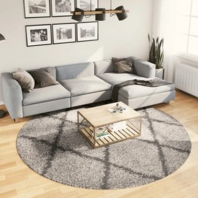 vidaXL Covor pufos &quot;PAMPLONA&quot; cu fire înalte, bej/antracit, Ø 240 cm