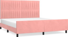 vidaXL Cadru de pat cu tăblie, roz, 180x200 cm, catifea