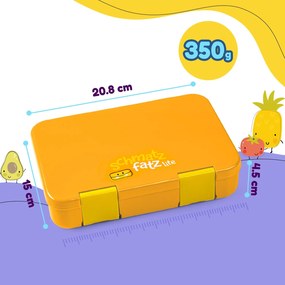 schmatzfatz by Lite, caserolă pentru gustări, 6 compartimente, 20,8 × 4,5 × 15 cm (L x Î x l), fără BPA, Tritan extra ușor