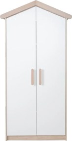 Șifonier de copii alb-în culoare naturală cu aspect de lemn de stejar 96x190x50 cm Cabane – Roba