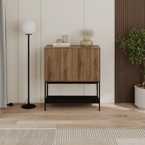 Dulap negru/în culoare naturală cu aspect de lemn de stejar 80x90x40 cm Amira – Marckeric