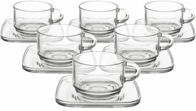 Orion Set de căni din sticlă cu farfuriuțe Cozy 6buc., 0,27 ml, 270 ml
