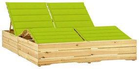 vidaXL Șezlong dublu și perne verde aprins, lemn de pin tratat