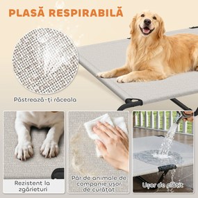 PawHut Pat Ridicat pentru Câini de Talie Mare, Portabil, cu Cadru din Oțel și Plasă Respirabilă, Ușor de Asamblat, Bej, 152x94x23 cm | Aosom Romania