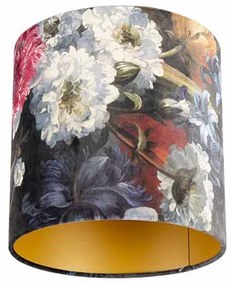 Abajur din catifea cu design floral 25/25/25 interior auriu