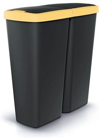 Coș de gunoi DUO negru, 50 l, galben/negru