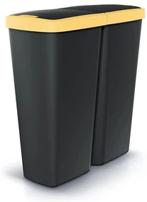 Coș de gunoi DUO negru, 50 l, galben/negru