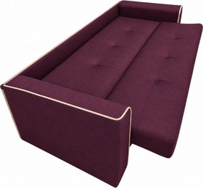 Canapea VERA extensibila, 3 locuri, lada de depozitare, stofa mov pruna + bej 225x90x90 Mov, Stofa