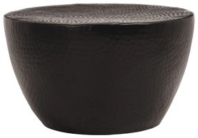 359611 vidaXL Măsuță de cafea, negru, Ø 50x30 cm, aluminiu bătut la ciocan