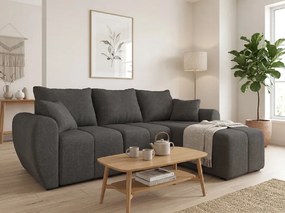 Coltar extensibil de colt SEVIO, gri inchis, reversibil, 246x145 cm + 2 perne GRATUIT