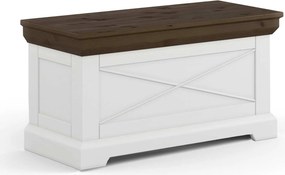 Băncuță lemn masiv nuc cu Ladă Iris II Alb/, 95 × 42 × 50 cm