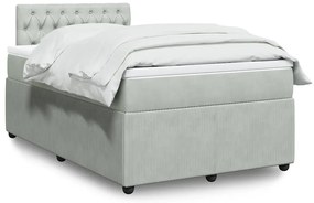 vidaXL Pat continental cu saltea, gri deschis, 120x200 cm, catifea