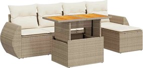 vidaXL Set canapele de grădină cu perne, 6 piese, bej, poliratan