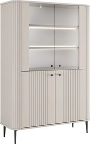 Vitrină Vesper 103 cm cu 4 uși - cașmir / picioare negre